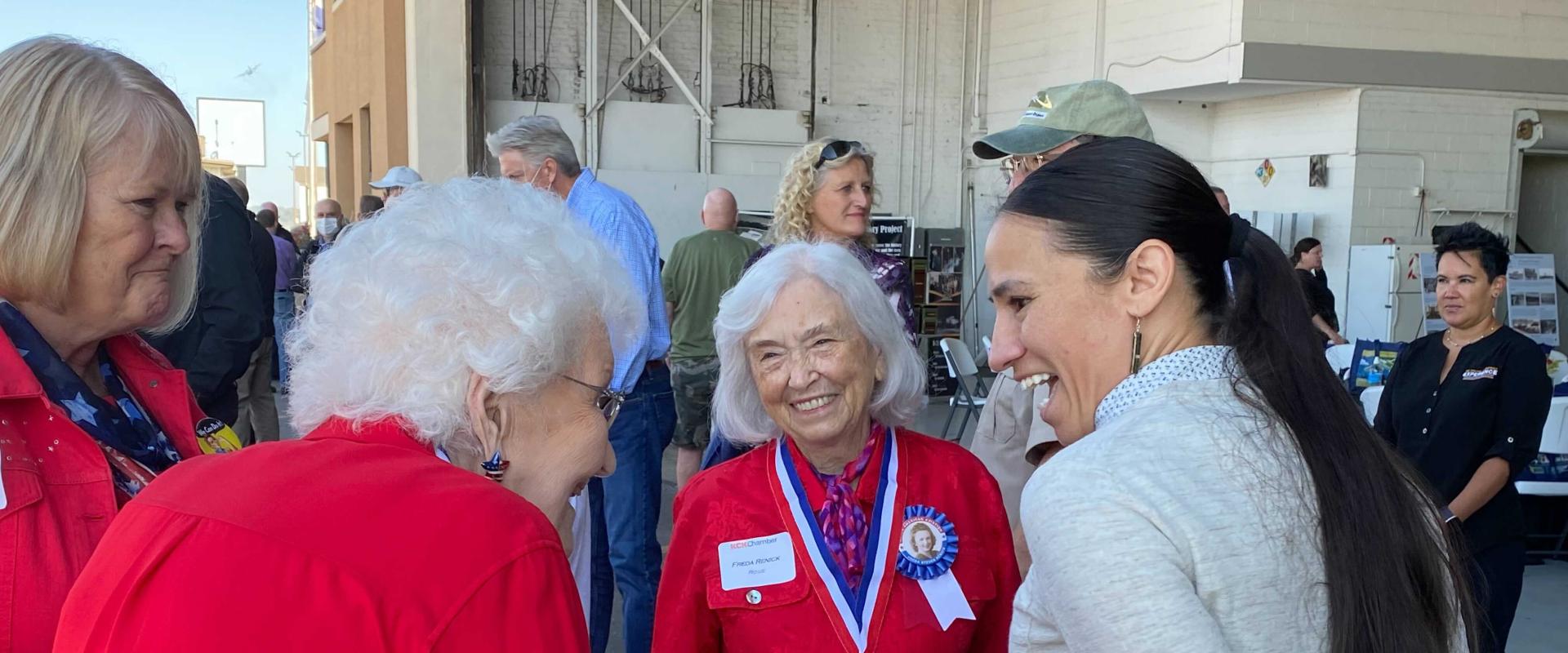 Rep. Davids with a group of elderly women