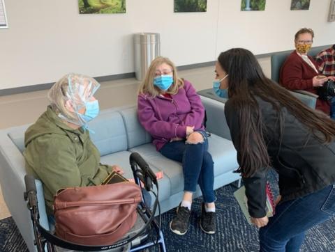 Rep. Davids greeting patients at a local health care facility.