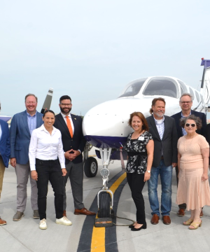 Rep. Sharice Davids, John County leadership, and Johnson County Executive Airport staff.